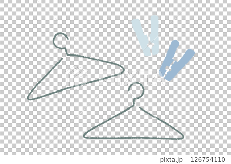 ハンガーと洗濯バサミ　暮らしのイラスト　laundry 126754110