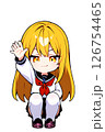 しゃがんでニヤけながら手を上げる金髪セーラー服女子高生 しゃがんでニヤけながら手を上げる金髪セーラー服女子高生 126754465