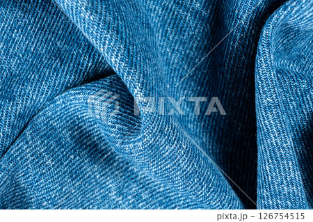 Abstract Textile Landscape in Crumpled Blue Jean Fabric. Abstract Textile Landscape in Crumpled Blue Jean Fabric. 126754515