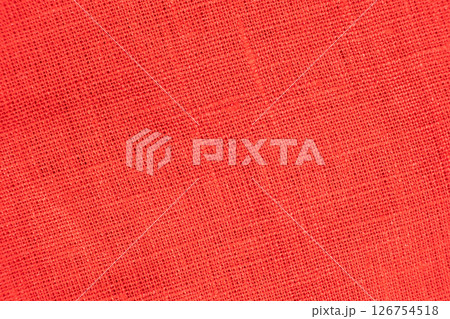 Macro Texture Linen Red Fabric Top View. Macro Texture Linen Red Fabric Top View. 126754518
