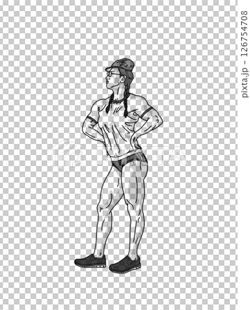 筋肉女子の体操服姿 B 126754708