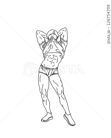 筋肉女子の体操服姿 A ぬり絵ver 筋肉女子の体操服姿 A ぬり絵ver 126754709