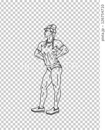 Muscular girl in gym clothes B coloring version Muscular girl in gym clothes B coloring version 126754710