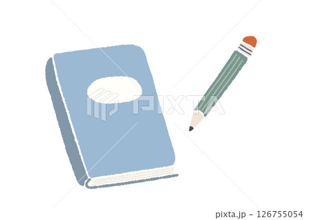ノートと鉛筆のイラストセット　暮らしのイラスト　文房具 126755054