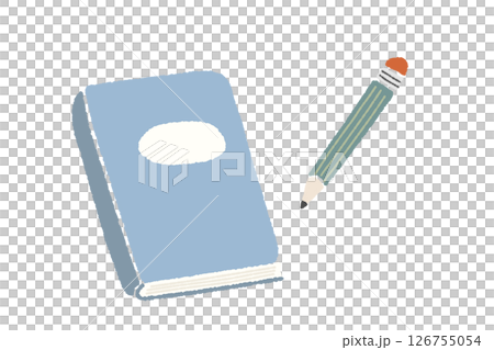 ノートと鉛筆のイラストセット　暮らしのイラスト　文房具 126755054