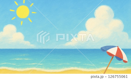 夏のビーチと太陽と青空(夏のバナー用) 126755061