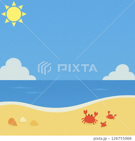 夏のビーチと太陽と青空(夏のバナー用) 126755066