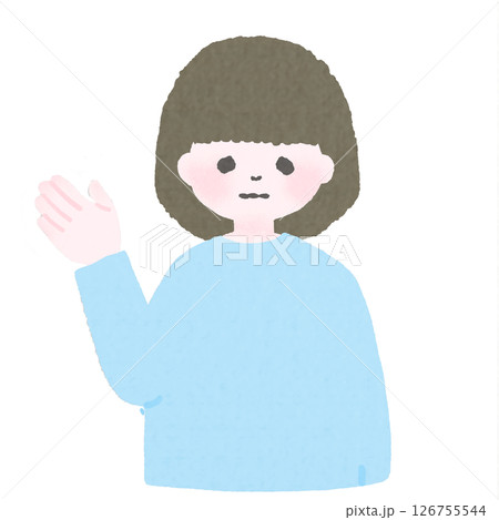 笑顔で案内をする若い女性の上半身 笑顔で案内をする若い女性の上半身 126755544