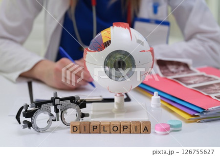 Tools and medical equipment used for examining diplopia in patients and their conditions Tools and medical equipment used for examining diplopia in patients and their conditions 126755627
