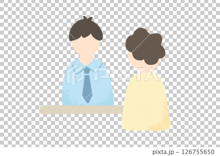 Illustration of university students and university staff consulting about job hunting at reception center Illustration of university students and university staff consulting about job hunting at reception center 126755650