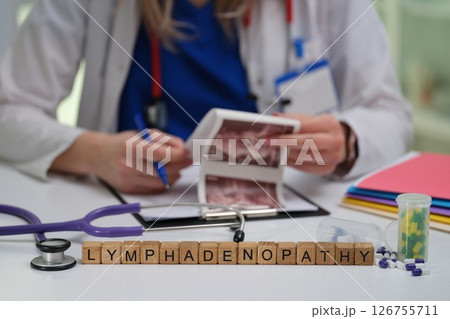 The Doctor is Analyzing Various Lymphadenopathy Images in a Specialized Medical Setting 126755711