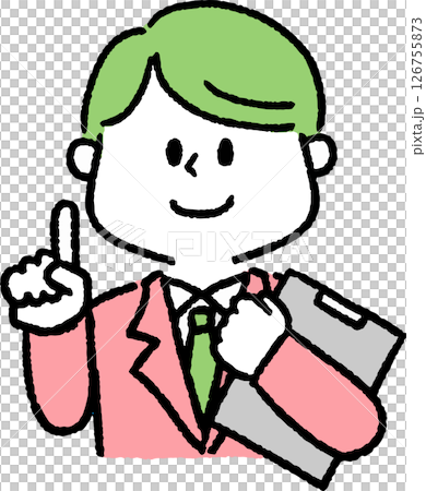 ファイルを持って指差しをしているスーツの男性 ファイルを持って指差しをしているスーツの男性 126755873