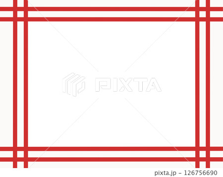 交差ラインと背景の装飾フレーム素材（赤・白・中央透過・囲み枠） 126756690
