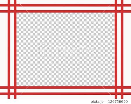 交差ラインと背景の装飾フレーム素材（赤・白・中央透過・囲み枠） 126756690