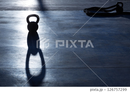Crossfit Kettlebell weight backlight and shadow Crossfit Kettlebell weight backlight and shadow 126757299