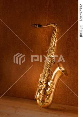 Sax golden tenor saxophone vintage retro 126757442