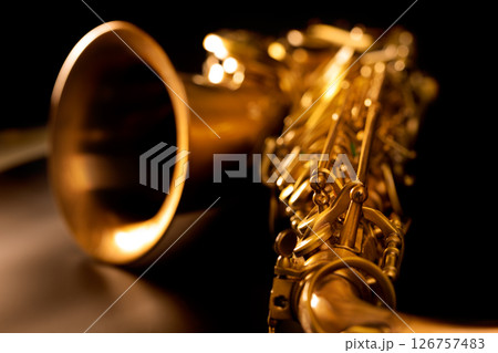 Tenor sax golden saxophone macro selective focus Tenor sax golden saxophone macro selective focus 126757483