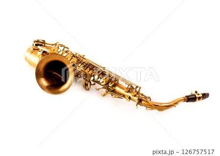 Tenor sax golden saxophone isolated on white Tenor sax golden saxophone isolated on white 126757517