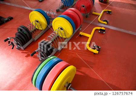 Crossfit fitness gym weight lifting bar equipment 126757674