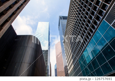 Houston downtown skyscrapers disctict blue sky mirror Houston downtown skyscrapers disctict blue sky mirror 126757691