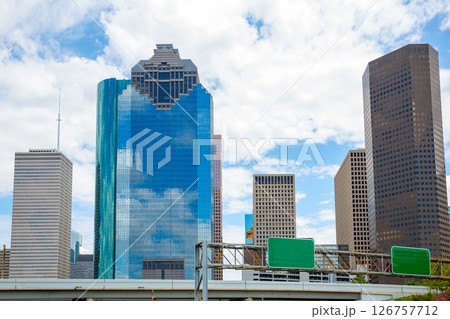 Houston Texas Skyline with skyscapers and blue sky Houston Texas Skyline with skyscapers and blue sky 126757712