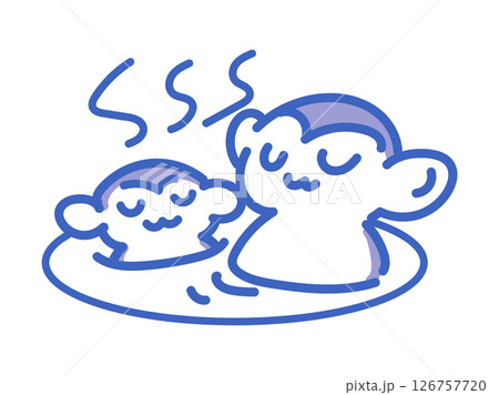 温泉につかってリラックスしているサル2匹 126757720