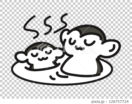 温泉につかってリラックスしているサル2匹 温泉につかってリラックスしているサル2匹 126757724