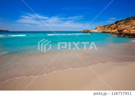 Cala Tarida in Ibiza beach at Balearic Islands Cala Tarida in Ibiza beach at Balearic Islands 126757951