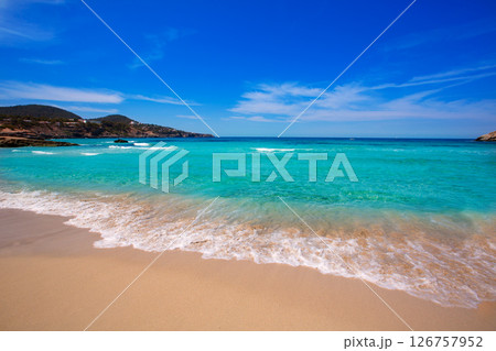 Cala Tarida in Ibiza beach at Balearic Islands Cala Tarida in Ibiza beach at Balearic Islands 126757952