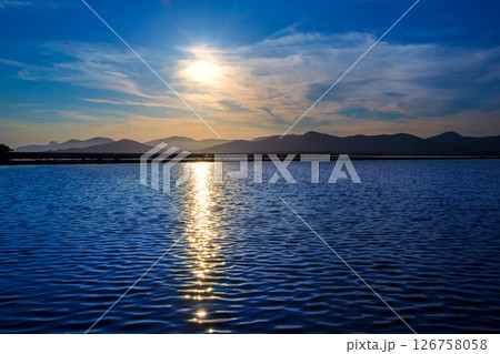Ibiza ses Salines saltworks at sunset in Sant Josep 126758058