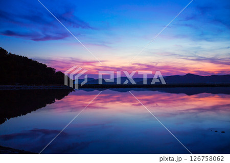 Ibiza ses Salines saltworks at sunset in Sant Josep 126758062