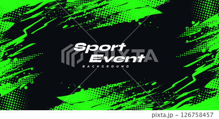 Black and Green Grunge Sport Background with Halftone Style 126758457