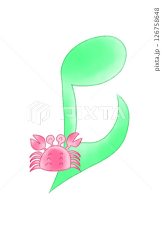 カニの付いた音符 カニの付いた音符 126758648