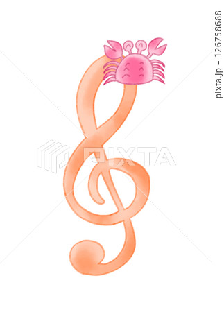 カニの付いたト音記号 カニの付いたト音記号 126758688