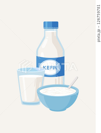 Organic probiotic milk kefir stock illustration. Organic probiotic milk kefir stock illustration. 126759781