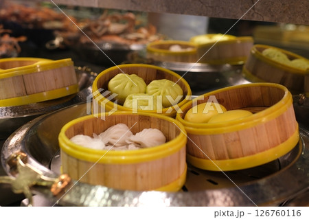 chinese shrimp steamed dumpling Asian food style. Dim sum baskets chinese shrimp steamed dumpling Asian food style. Dim sum baskets 126760116