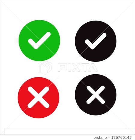 Check mark and cross symbols	 126760143