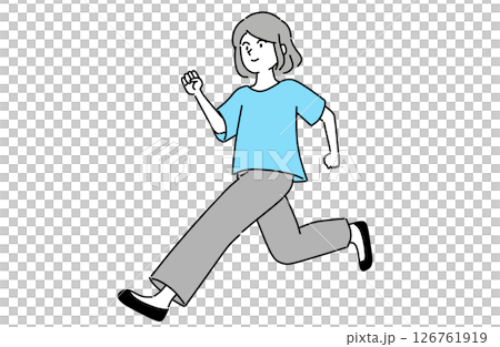 前向きな気持ちで走る笑顔の若い女性 126761919