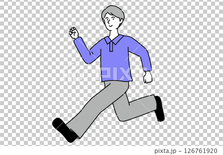 Smiling young man running with a positive attitude 126761920