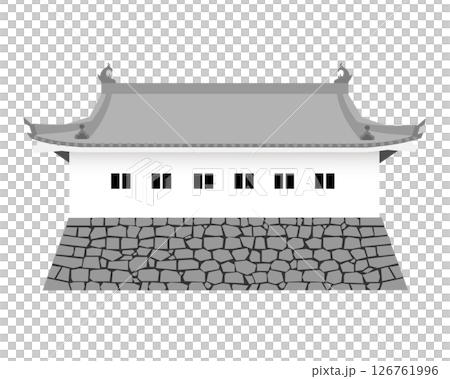 Illustration of Tamon-yagura (Tamon-yagura)/Hira-yagura (Tamon-yagura) of Japanese castles Illustration of Tamon-yagura (Tamon-yagura)/Hira-yagura (Tamon-yagura) of Japanese castles 126761996