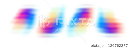 Abstract Vector Illustration Showing Vibrantly Colored Gradient Patterns, Blurred and Distorted Across a Horizontal Plane, Creating a Dynamic and Modern Background Design on a White Surface 126762277
