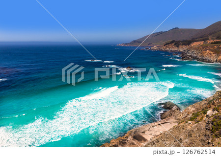 California  beach in Big Sur in Monterey County Route 1 126762514