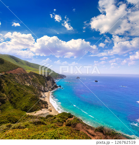 California  beach in Big Sur in Monterey County Route 1 126762519