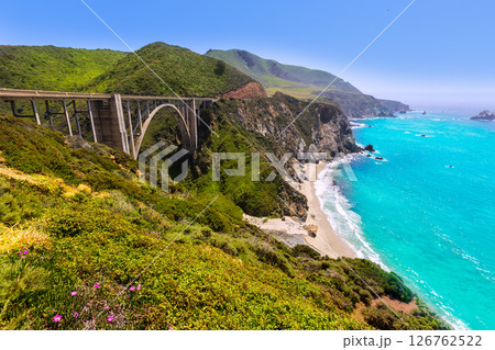 California Bixby bridge in Big Sur Monterey County in Route 1 126762522
