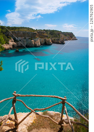 Cala Macarella Menorca turquoise Balearic Mediterranean 126762905