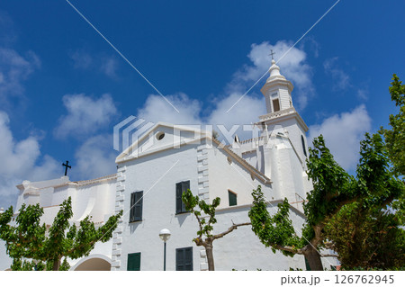Menorca Sant Lluis white mediterranean church in Balearic 126762945