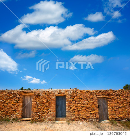 Formentera Cala Saona beach masonry fishermen houses Formentera Cala Saona beach masonry fishermen houses 126763045