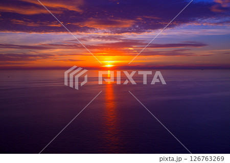 sunset sunrise over Mediterranean sea 126763269