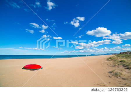 Mediterranean sand beach in Valencian community Spain Mediterranean sand beach in Valencian community Spain 126763295