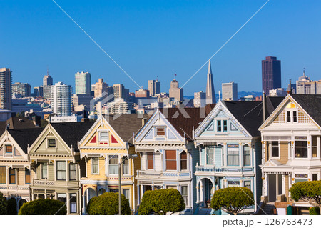 San Francisco Victorian houses in Alamo Square California San Francisco Victorian houses in Alamo Square California 126763473
